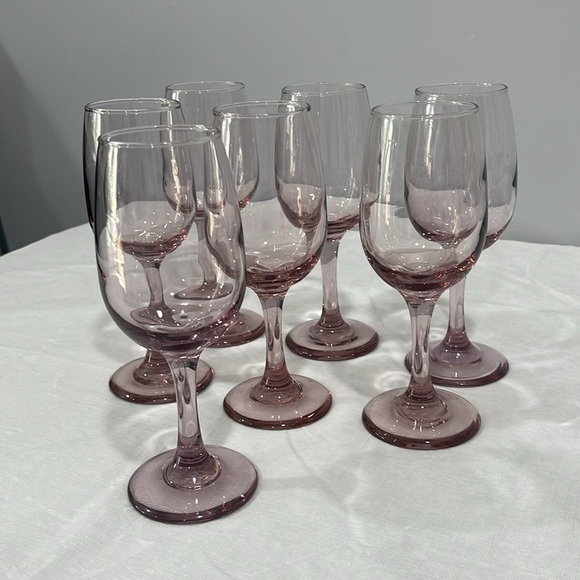 Libbey Premier Mauve pink plum wine water glasses 8 oz vintage 90s set of 7 - Picture 2 of 15